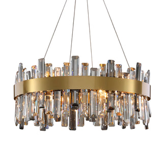 Katana - Modern Coloured Glass Gold Frame Crystal Statement Chandelier