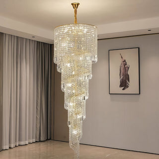 Ares - Crystal Tiered Round Glass Hanging Statement Chandelier