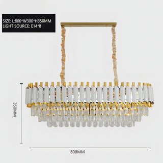 Colby - Rectangle Chain Hanging 3 Teired Gold Ceiling Light Chandelier