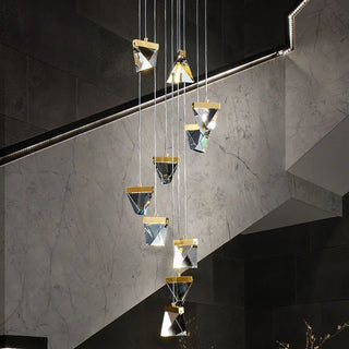 Seward - Modern LED Diamond Crystal Gold Ceiling Chandelier