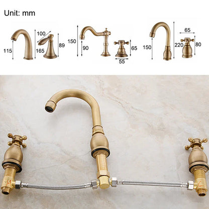 Troutman - Antique Double Handle Hot/Cold Mixer Basin Tap