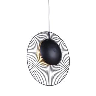 Volpe - Black Circular Striped Metal Spike Hanging Pendant Ceiling Light