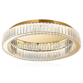 Mac - Crystal Glass Round Modern Semi-Flush Ceiling Light Chandelier