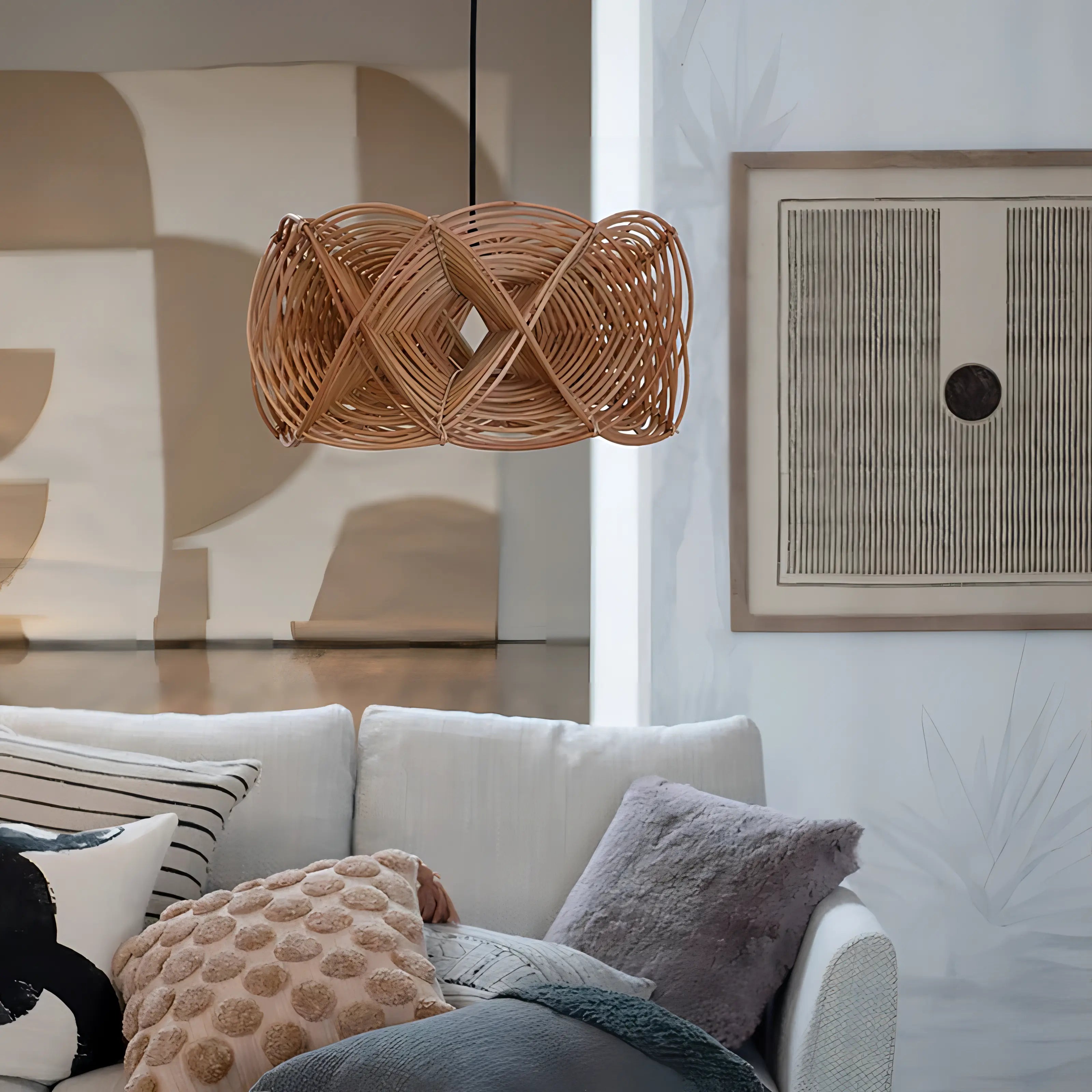 Antonia - Rattan Weaved Brown Pendant Ceiling Light Southeast Asia Style