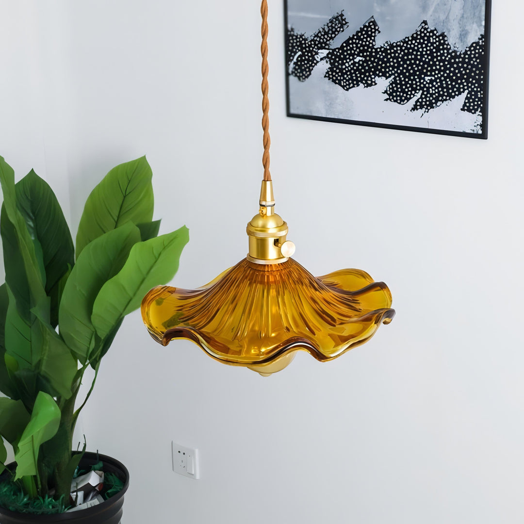 Ephraim - Glass Hanging Round Patterned Pendant Ceiling Light