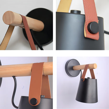 Jadiel - Wooden Arm Modern Strap Hanging Wall Light