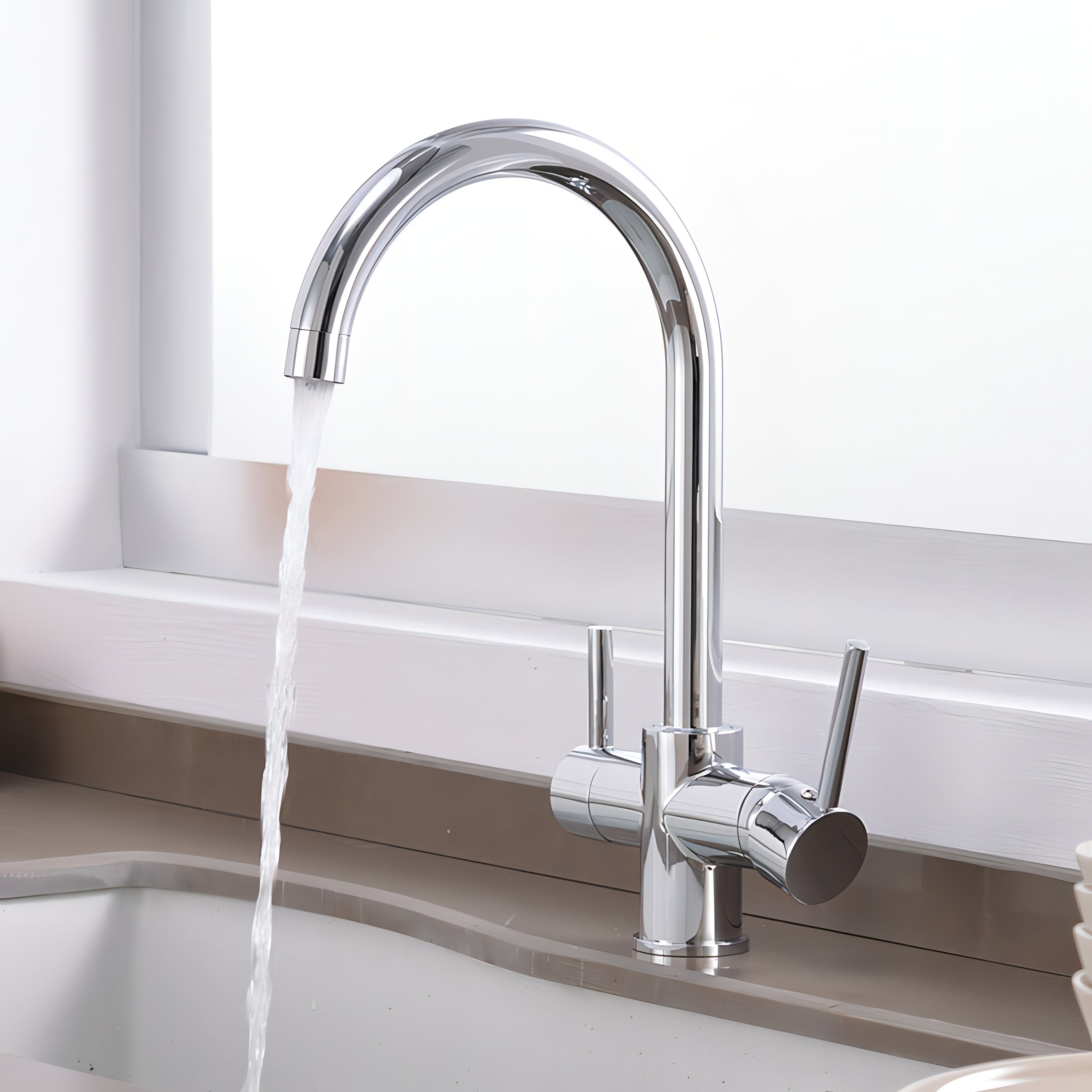 Leonidas - Deck Mounted Hot/Cold Mixer Dual Handle Tap