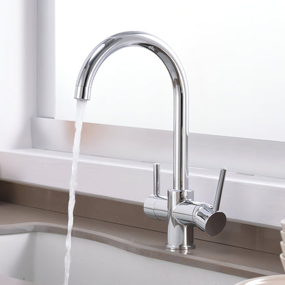 Leonidas - Deck Mounted Hot/Cold Mixer Dual Handle Tap