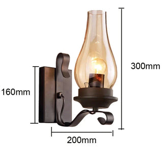 Eleonora - Retro Industrial Black Iron Glass Wall Light