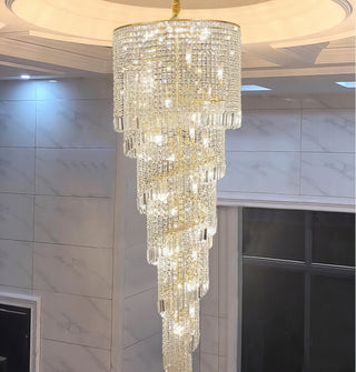 Ares - Crystal Tiered Round Glass Hanging Statement Chandelier