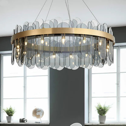 Manning - Patterend Glass Gold Hanging Ceiling Chandelier