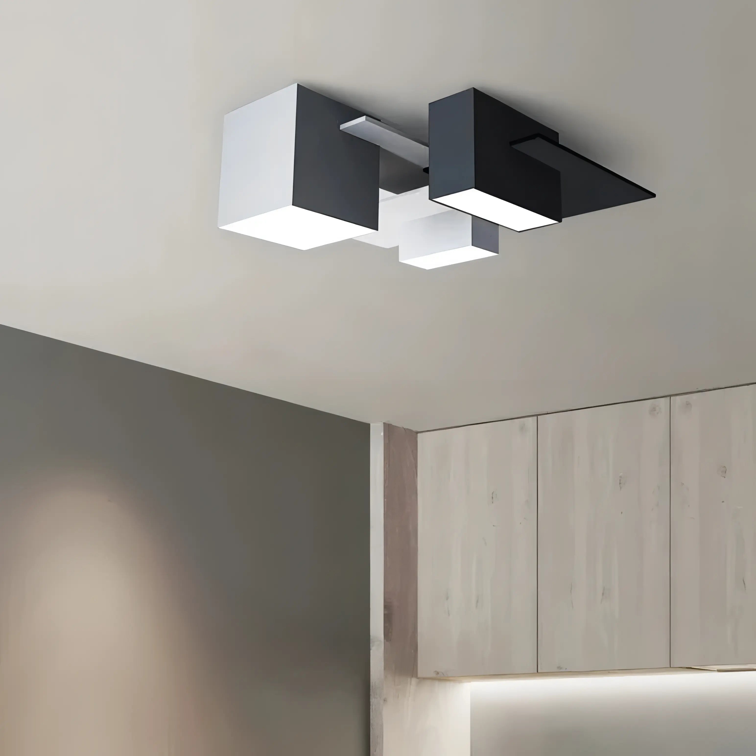 Kaleb - Modern Black/White Block Ceiling Light