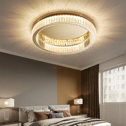 Mac - Crystal Glass Round Modern Semi-Flush Ceiling Light Chandelier