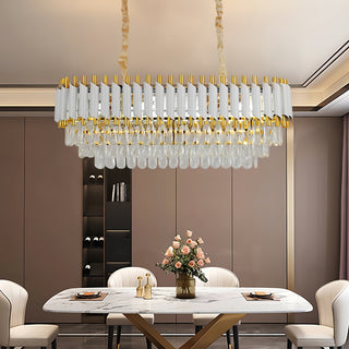 Colby - Rectangle Chain Hanging 3 Teired Gold Ceiling Light Chandelier