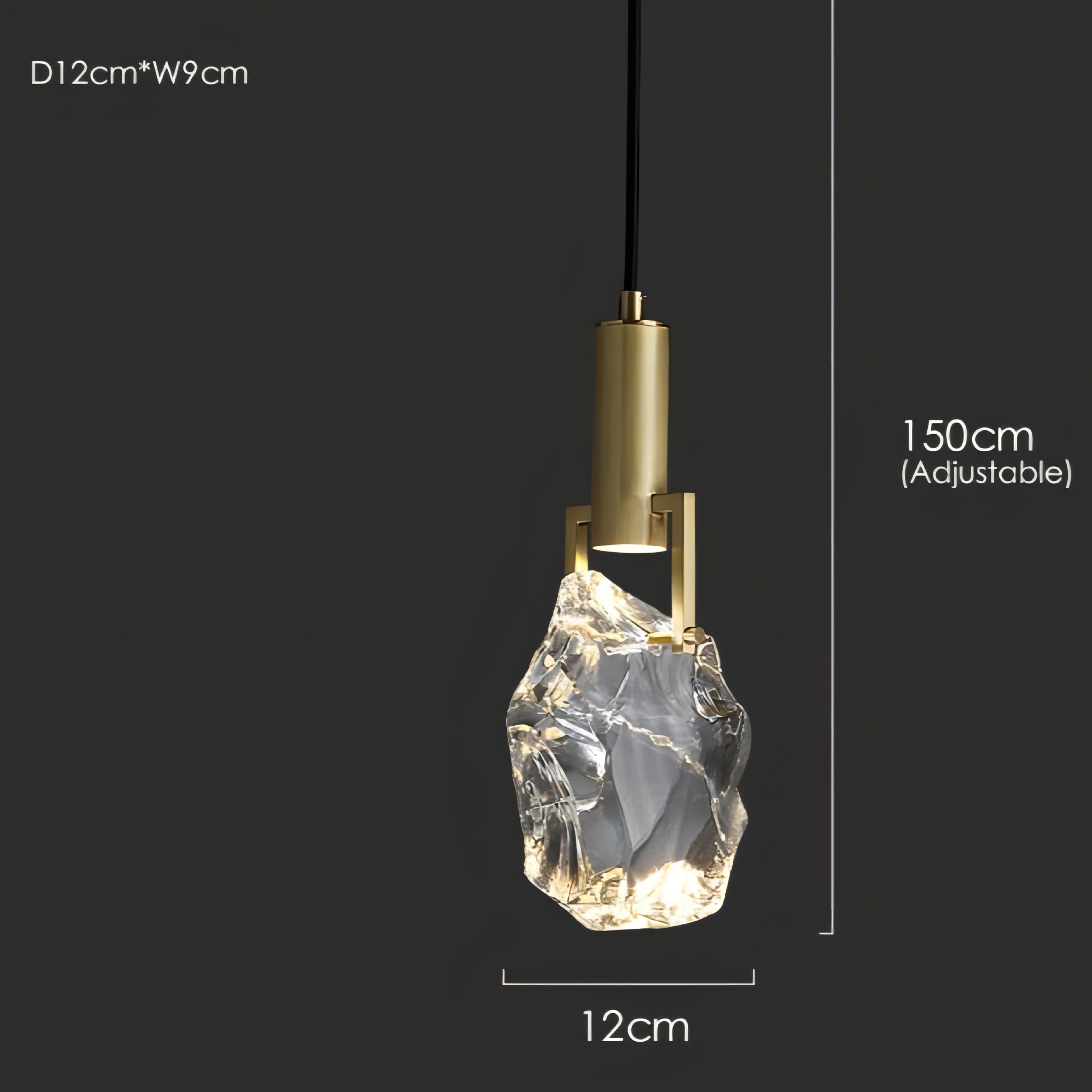 Vihaan - Crystal Pendant Gold Black Cord Hanging Ceiling Light