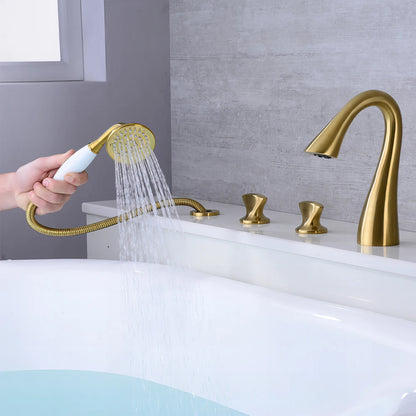 Mckayla - Modern 5 Piece Bathtub Filler Set with Pull Out Handheld Shower