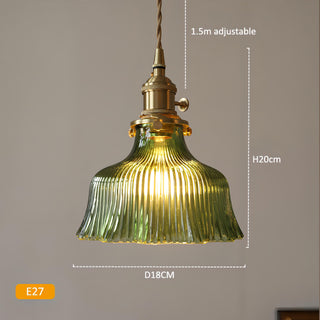 Misael - Coloured Patterned Glass Hanging Pendant Ceiling Light