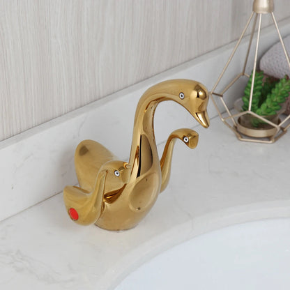 Sierra - Elegant Gold Swan Neck Bathroom Tap with Dual Handles
