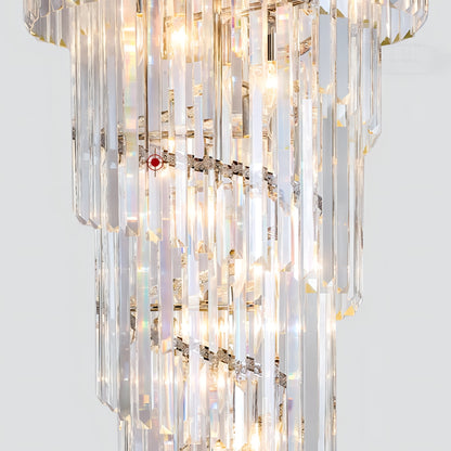 Darius - Long Crystal Tiered Fixed Hanging Ceiling Light Chandelier