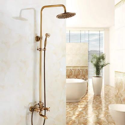 Zola - Brass Antique Wall Mounted Dual Handle Shower Set