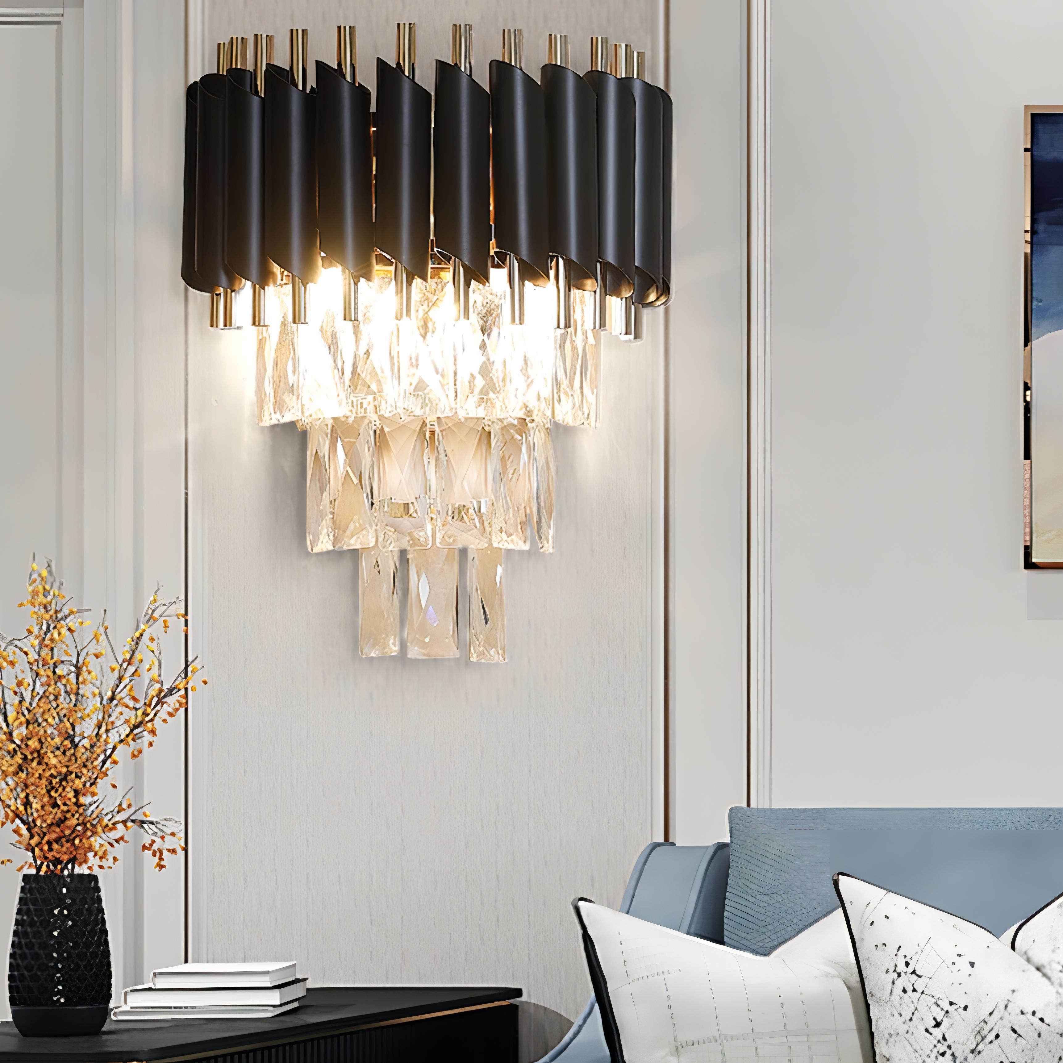 Cassian - Crystal Tiered Modern Glass Wall Light Chandelier