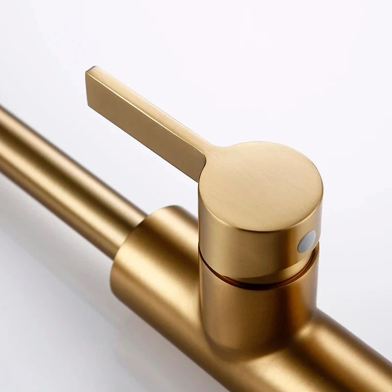 Renner - Modern Gold Brass Swivel Single Handle Kitchen Mixer Tap