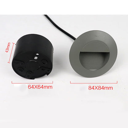 Cozamaloti - Outdoor Round Grey LED Recessed Stair Wall Light