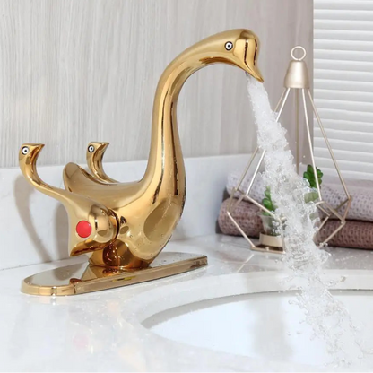 Sierra - Elegant Gold Swan Neck Bathroom Tap with Dual Handles