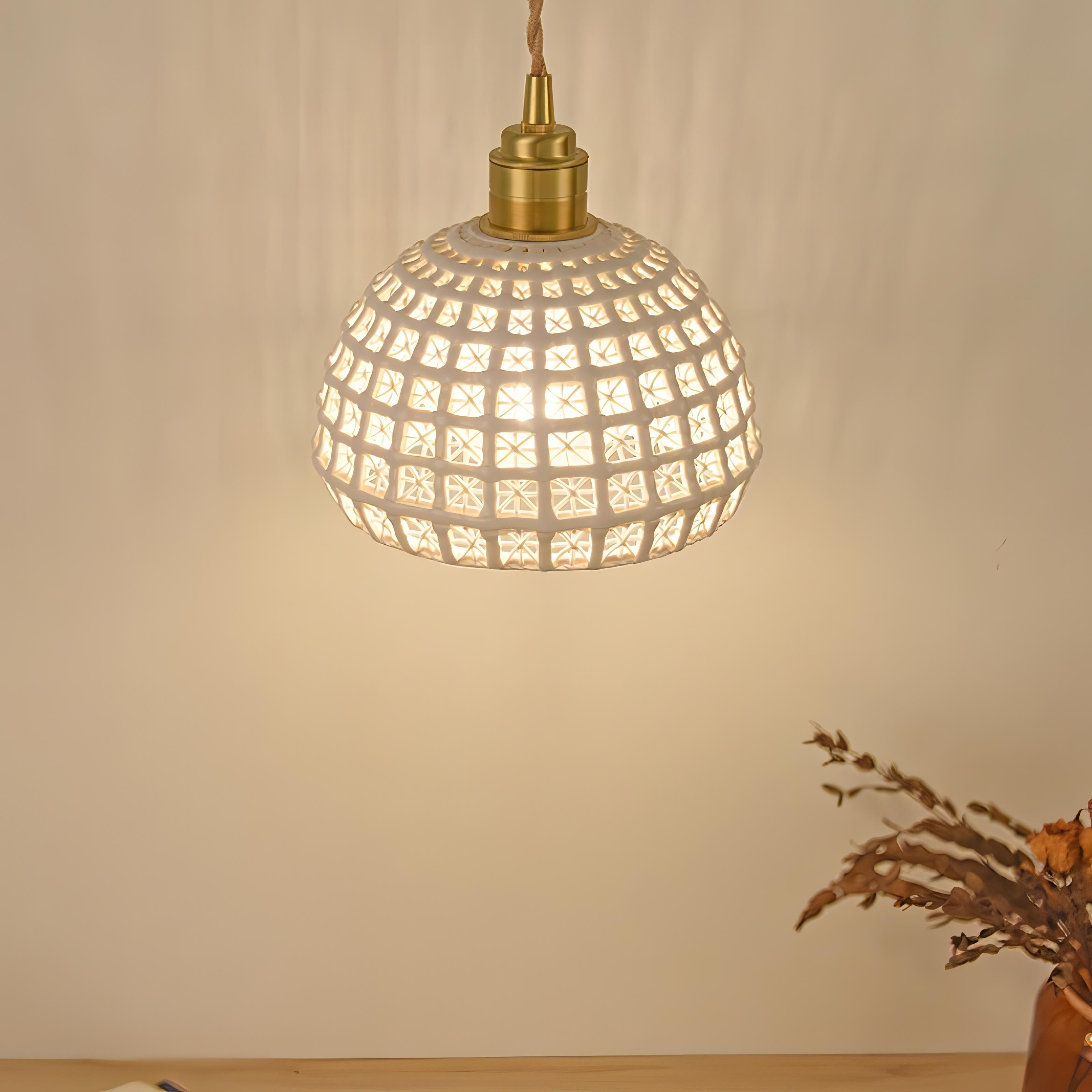 Mccoy - Modern White Patch Shade Pendant Hanging Round Ceiling Light