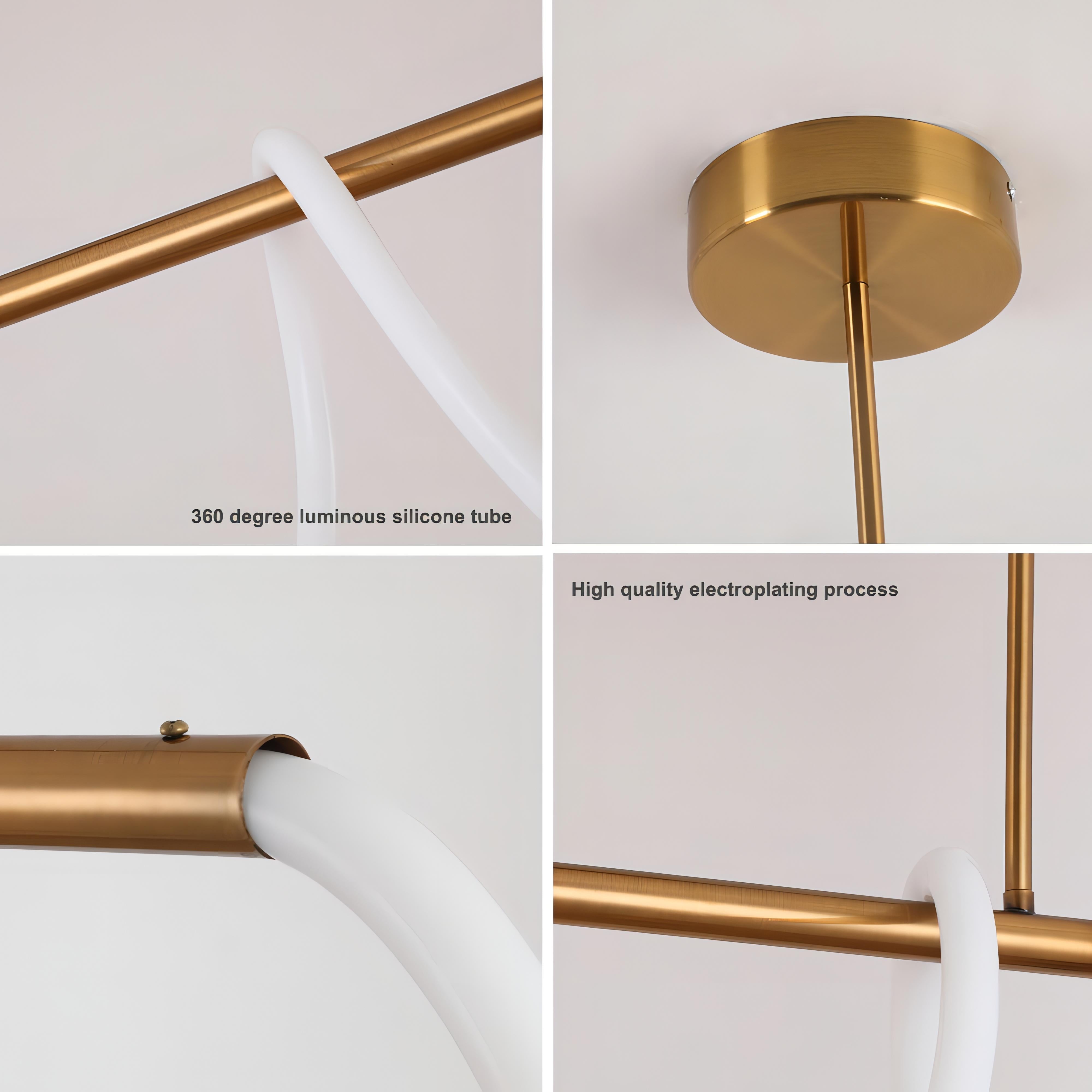 Atharv - Gold Twisted Hanging LED Pipe Ceiling Light Chandelier