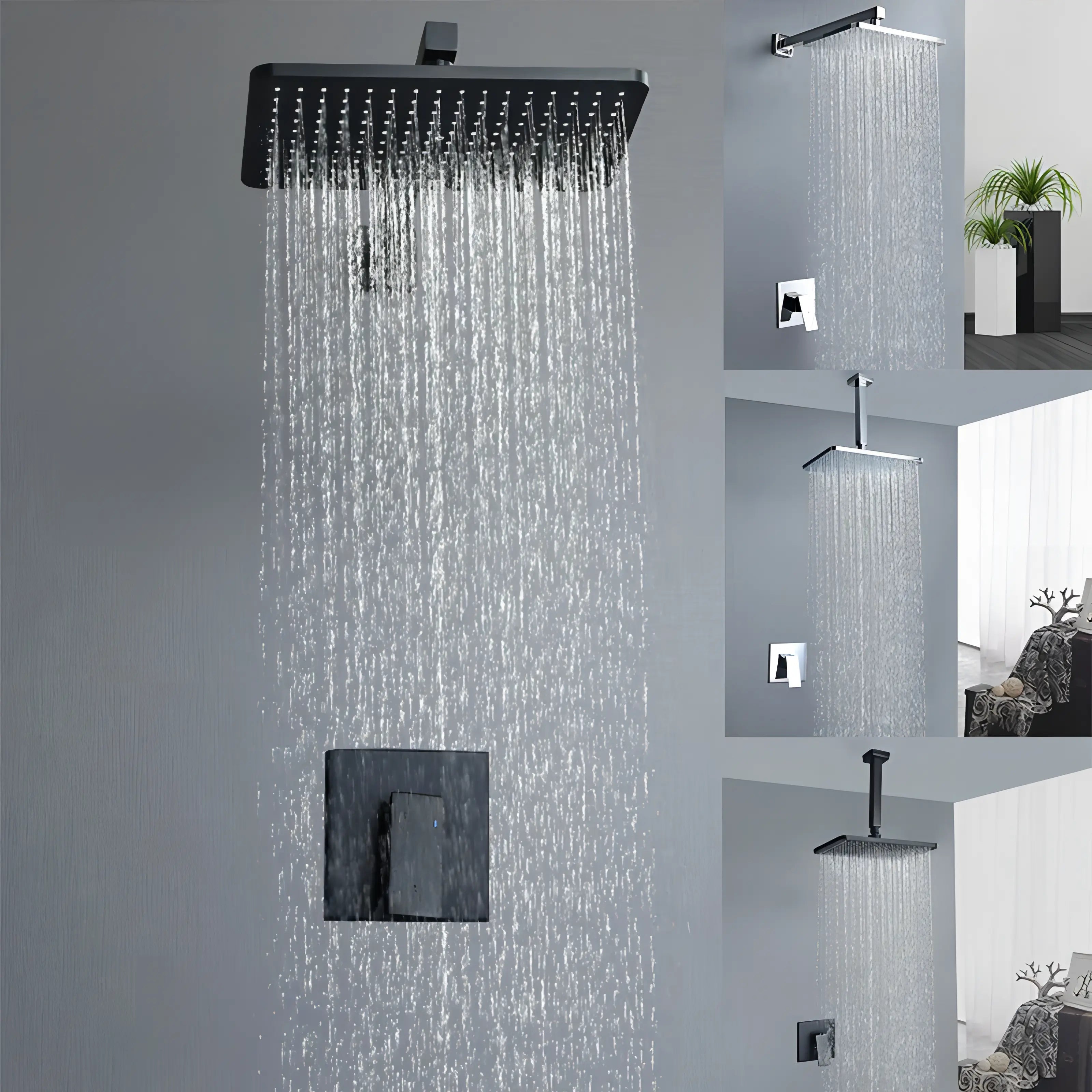 Garrett - Modern Single Lever Waterfall Head Shower Set