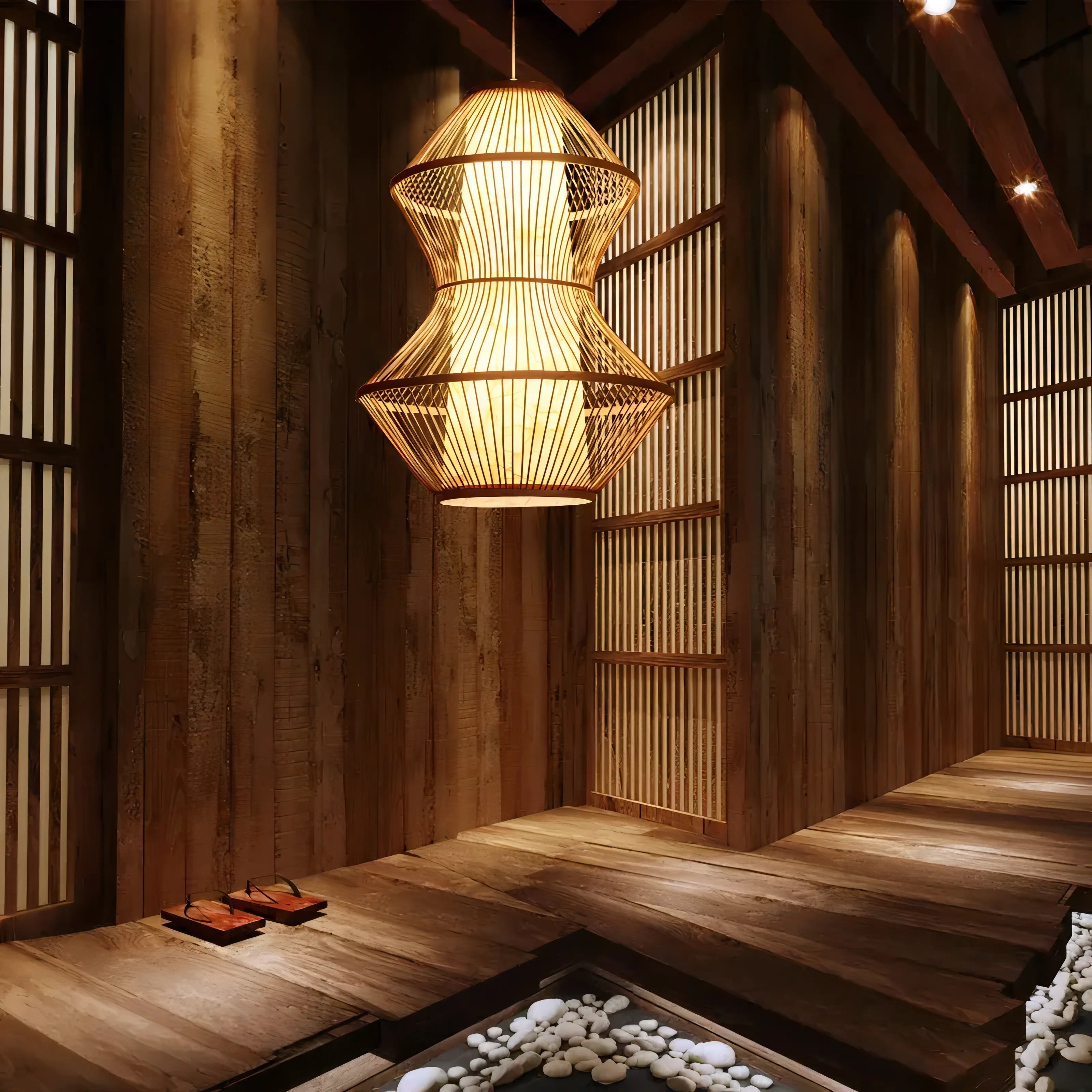 Madyson - Bamboo and Wooden Hand-Knitted Pendant Ceiling Light