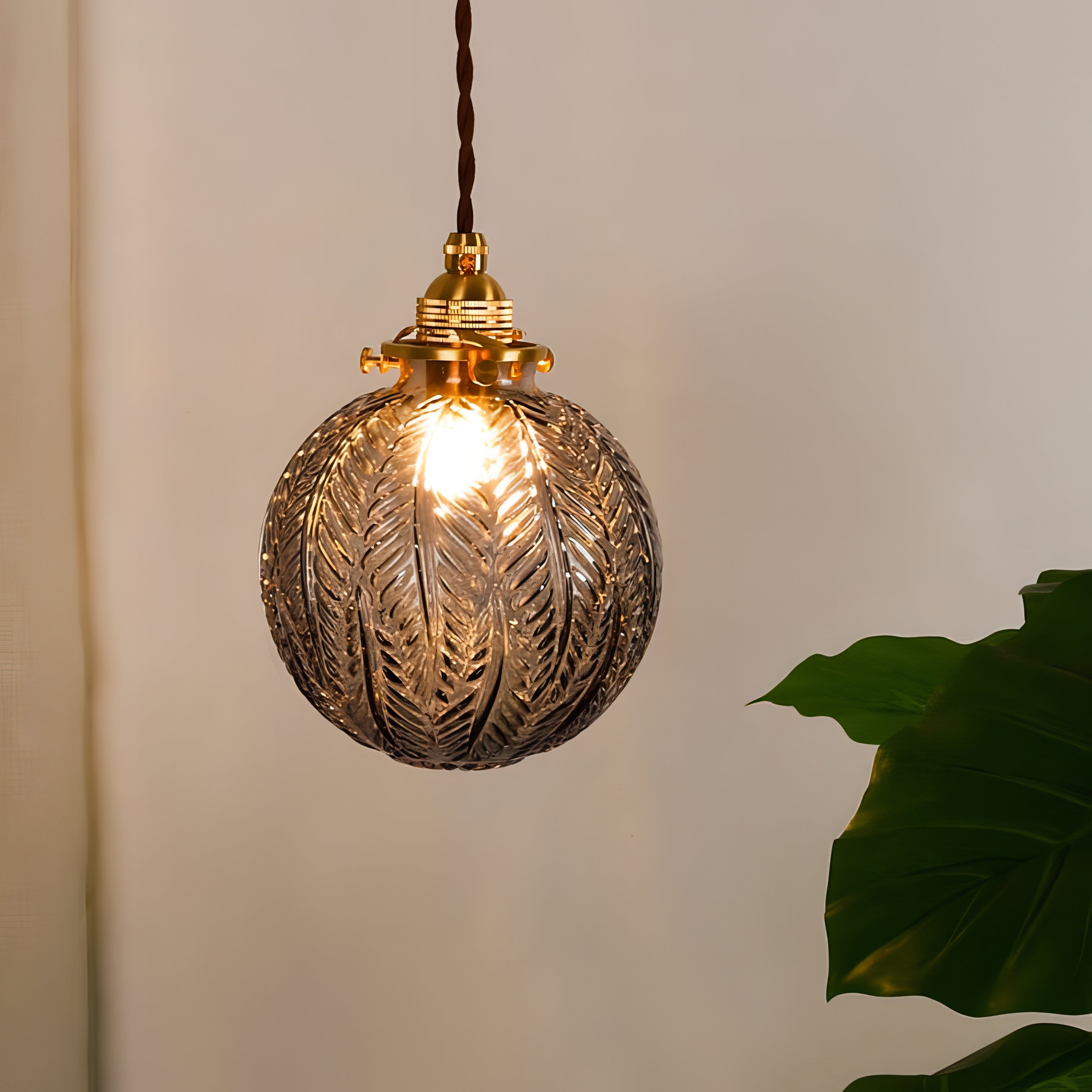 Soren - Round Patterned Coloured Glass Pendant Ceiling Light