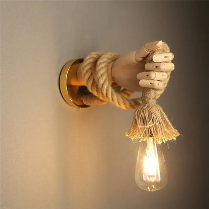 Iride - Abstract Gold Hand Hemp Rope Wall Light