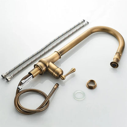 Monroy - Brass Single Hole Single Lever Pull Out Kitchen Tap