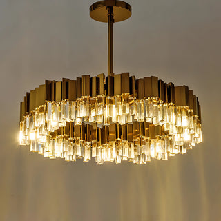 Aileen - Modern Gold Stainless Steel Crystal Round Chandelier