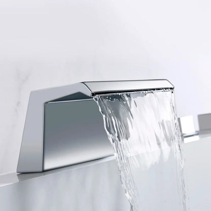 Chisholm - Modern Brass Waterfall Bathtub Tap Set with Pull Out Shower