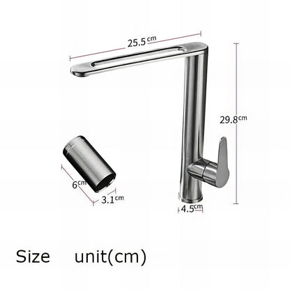 Keshaun - Rotatable Single Handle Stainless Steel Kitchen Tap