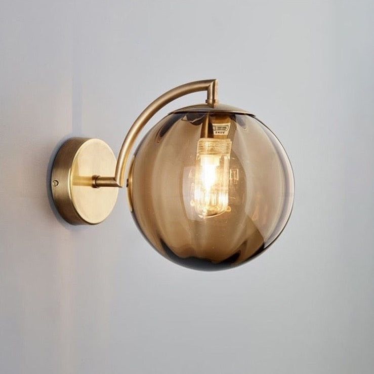 Bahadur - Glass Coloured Ball Shade Gold Wall Light
