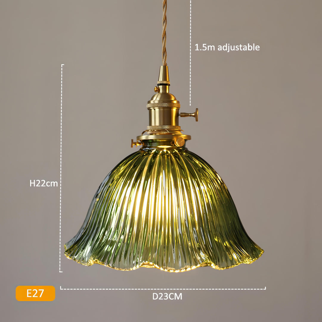 Misael - Coloured Patterned Glass Hanging Pendant Ceiling Light