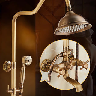 Zola - Brass Antique Wall Mounted Dual Handle Shower Set