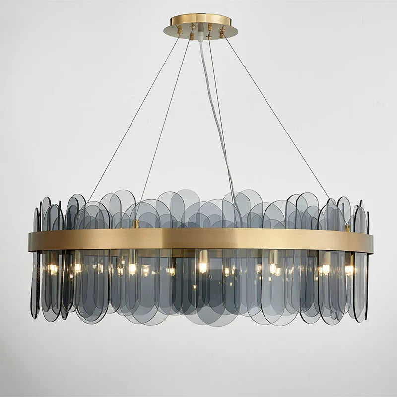 Manning - Patterend Glass Gold Hanging Ceiling Chandelier