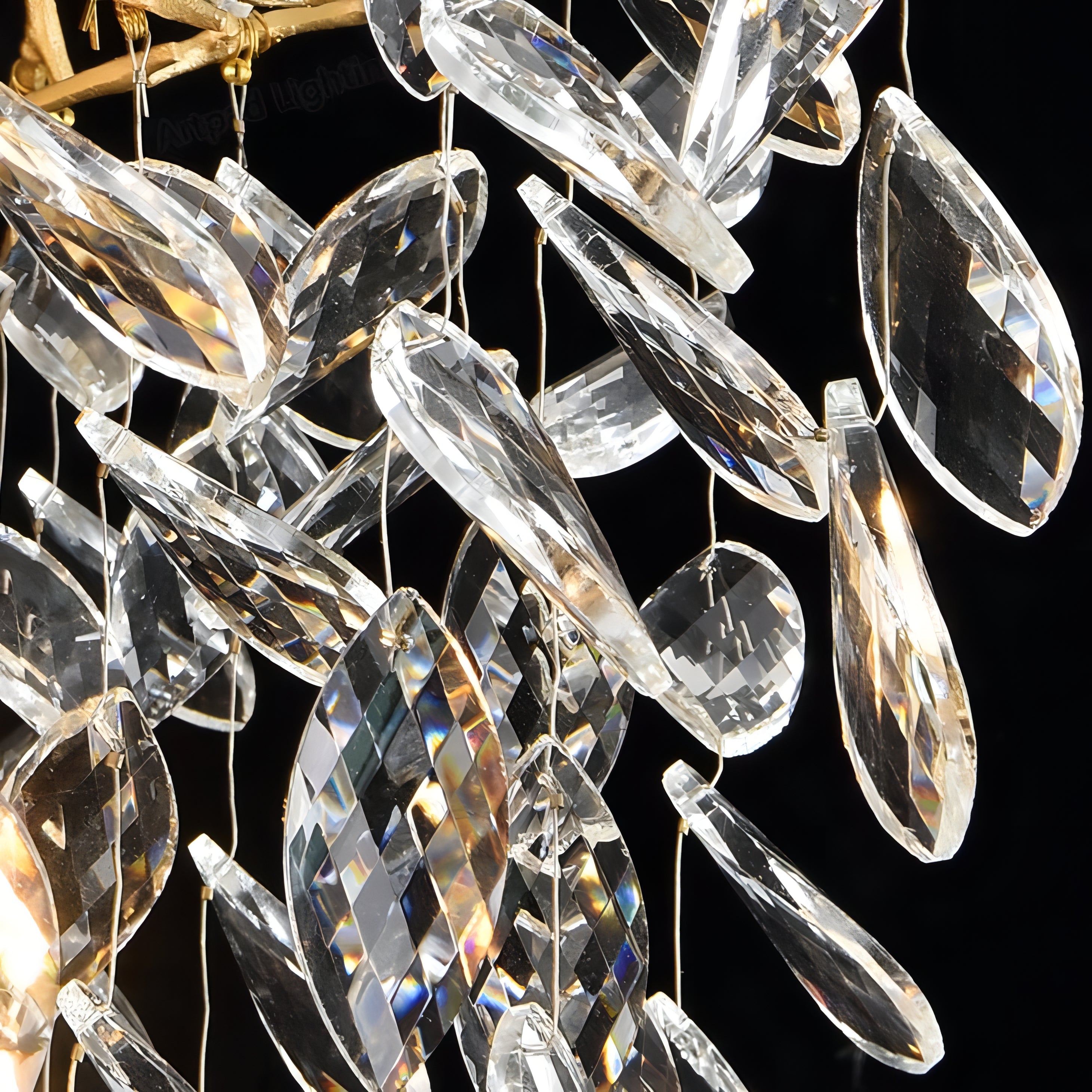 Azariah - Gold Tree Hanging Crystal Petal Ceiling Light Chandelier