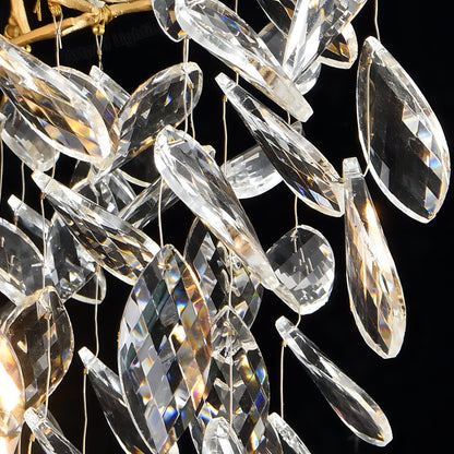 Azariah - Gold Tree Hanging Crystal Petal Ceiling Light Chandelier