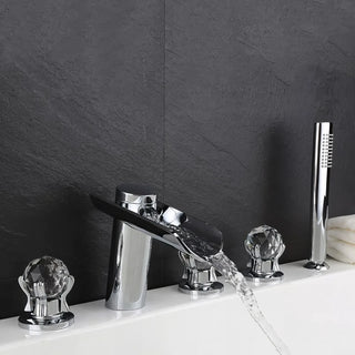 Gabriela - Modern Crystal Ball 5 Piece Bathtub Tap Set with Pull Out Shower Spray