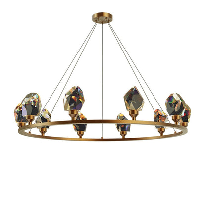 Cesar - Round Gold Crystal Glass Modern Ceiling Light Chandelier