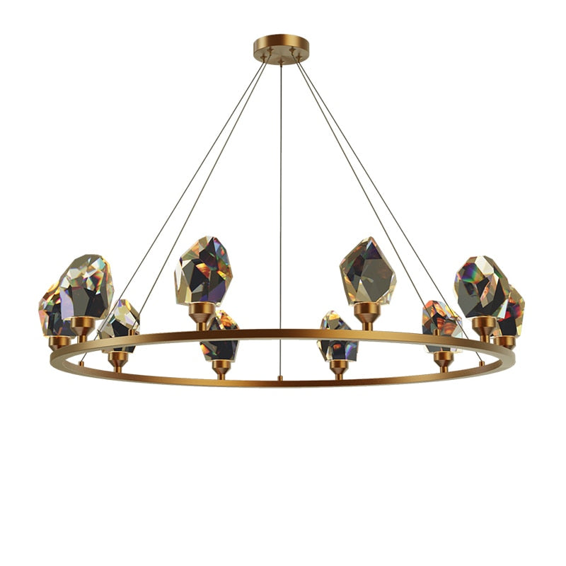 Cesar - Round Gold Crystal Glass Modern Ceiling Light Chandelier