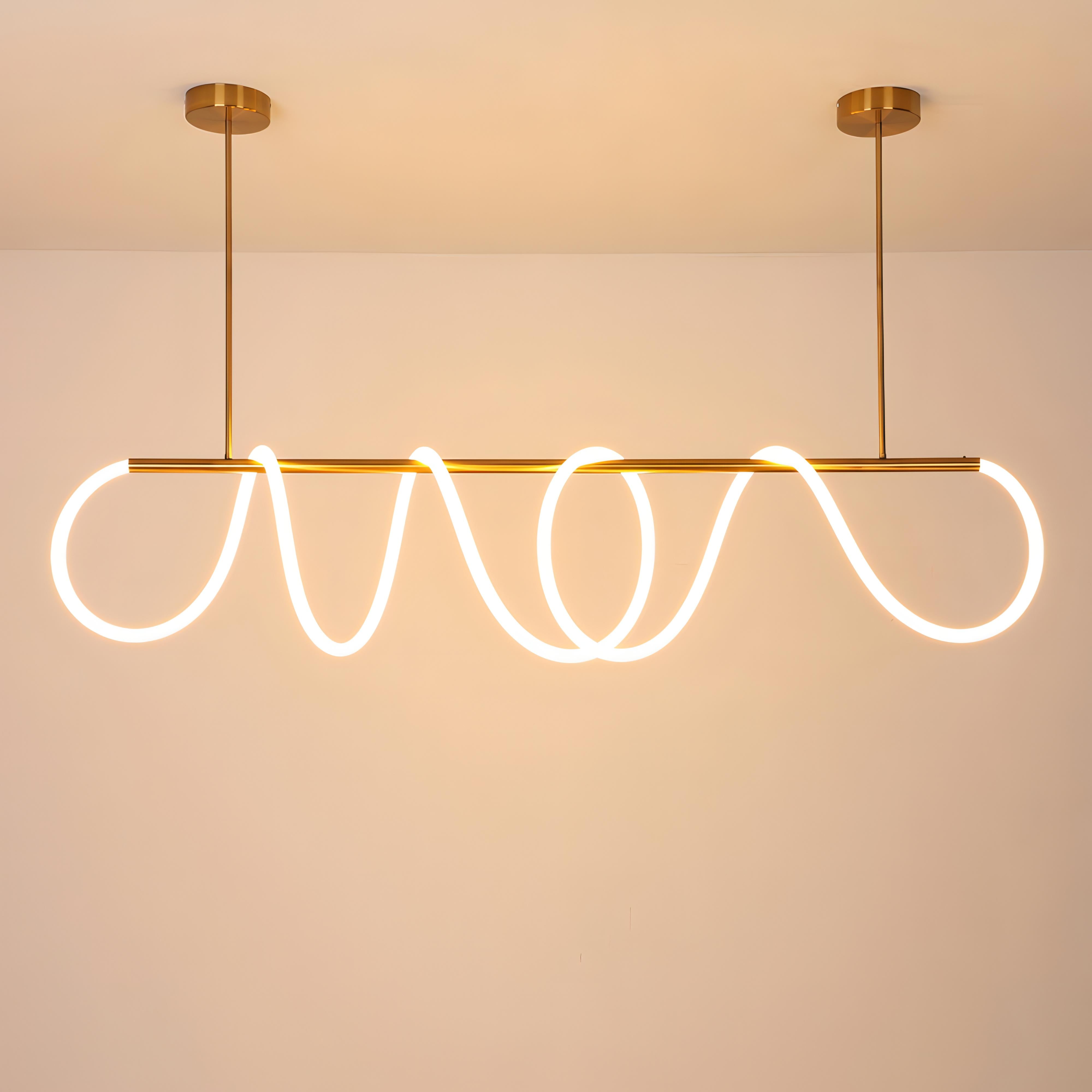 Atharv - Gold Twisted Hanging LED Pipe Ceiling Light Chandelier