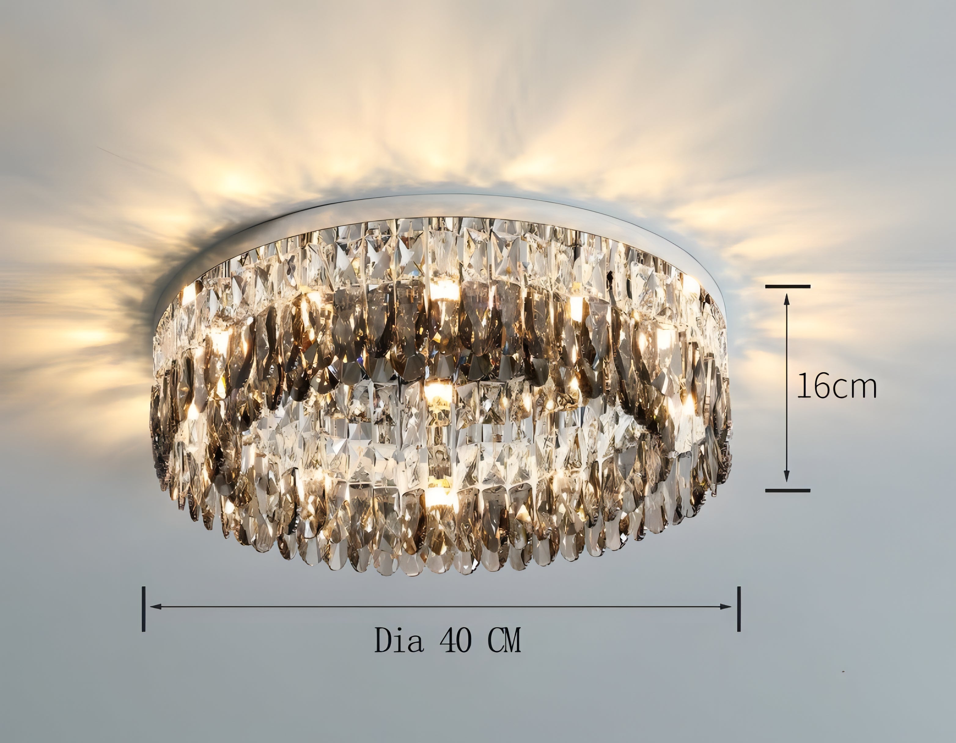 Ander - Silver Round Coloured Hanging Glass Recessed Ceiling Light Chandelier