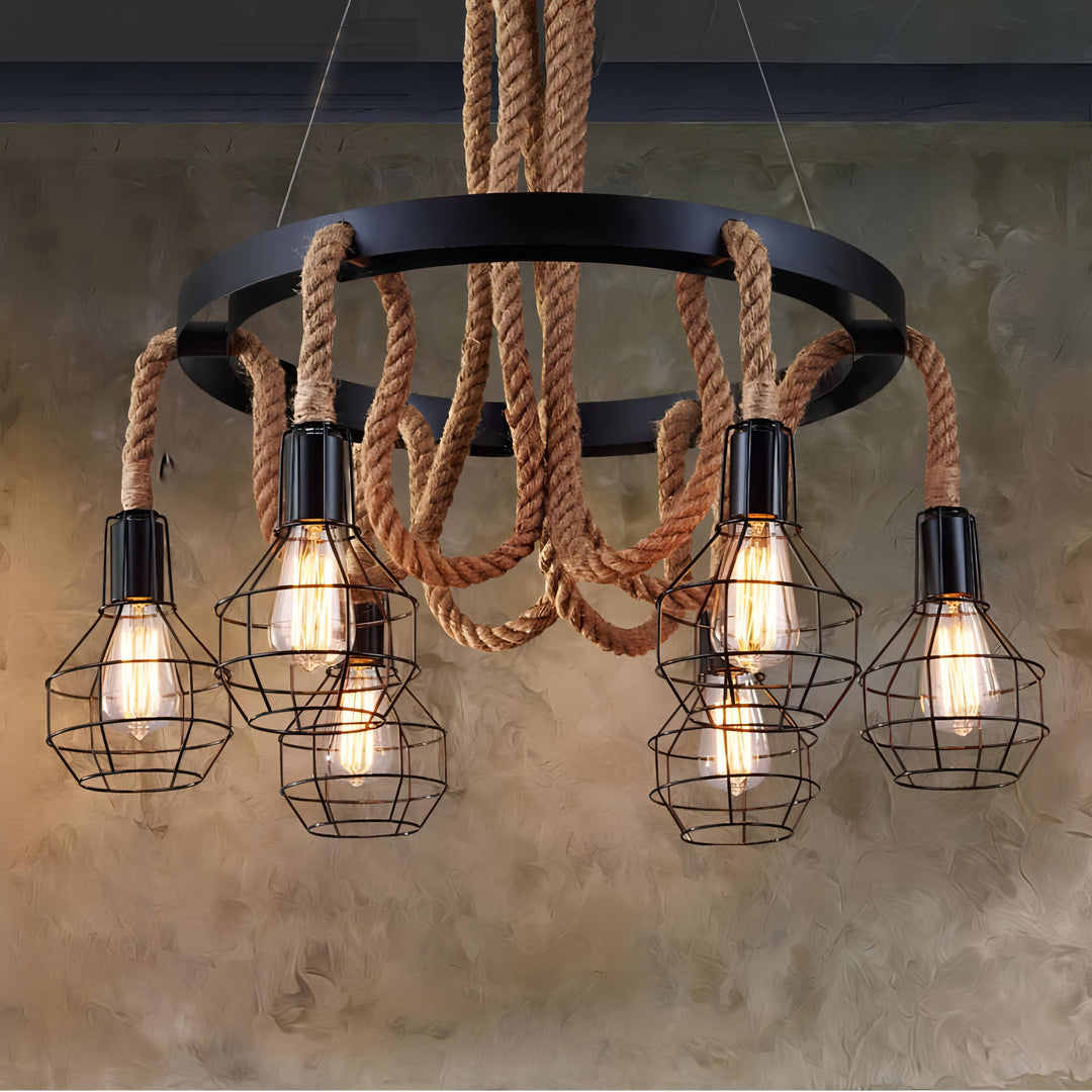 Damir - Vintage Hemp Rope Pendant Chandelier